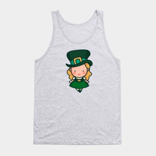 Kawaii Cute Irish Leprechaun Girl Cartoon Tank Top